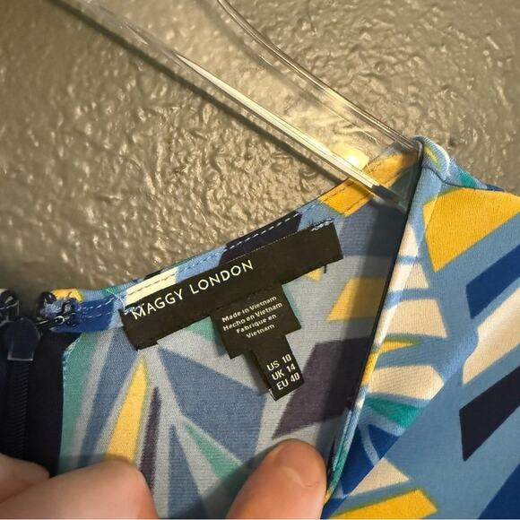 Maggy London Keyhole Dress Faux Wrap Size 10 - Picture 5 of 6